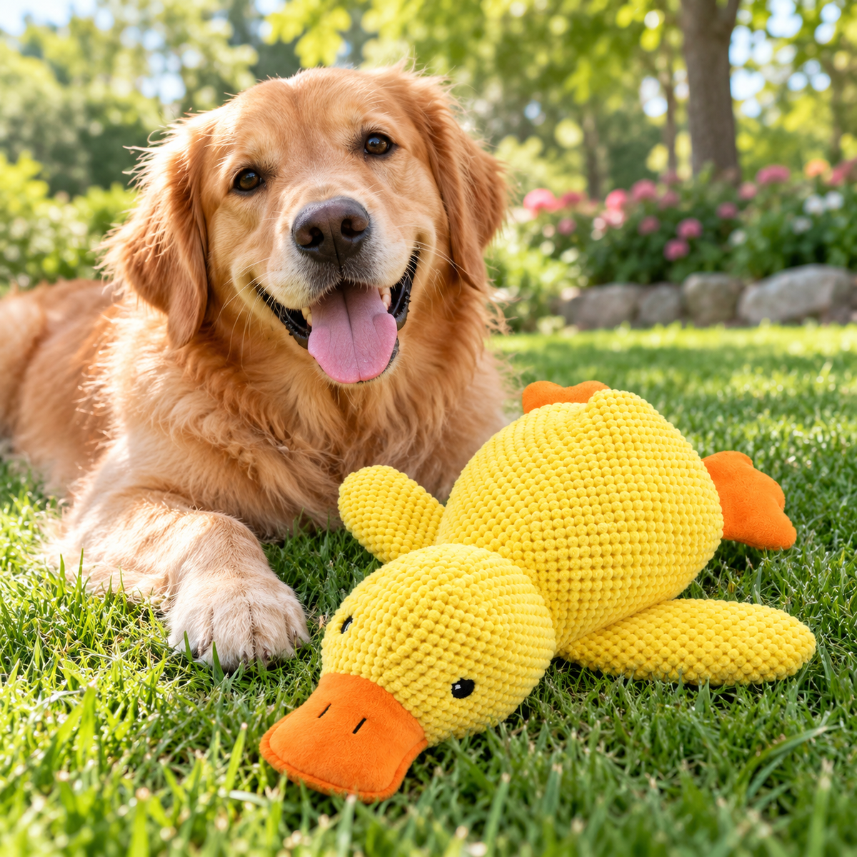 🦆 Cute Duck Plush Dog Toy | Soft Textured Fabric | Cuddly Pet Playtime Companion