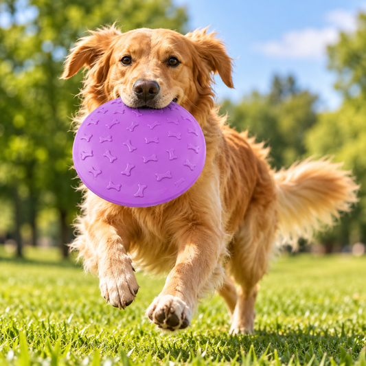 🥏 Interactive Dog Flying Disc | Bone-Textured Design | Outdoor Fetch & Play Toy