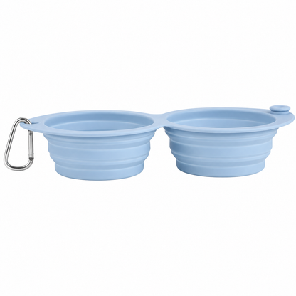 🐾 Portable Collapsible Double Pet Bowls | Foldable Travel Food & Water Bowls | Lightweight & Convenient