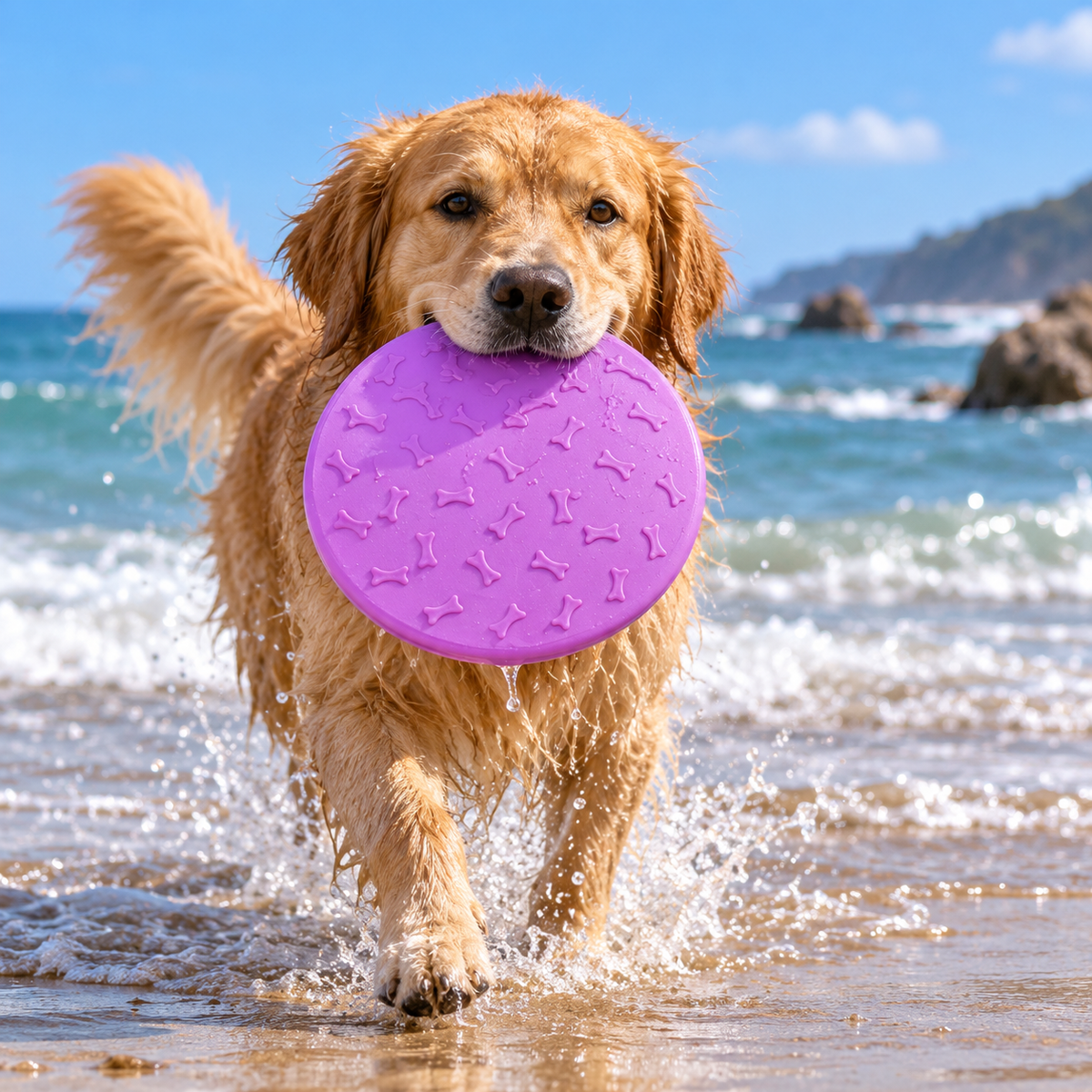 🥏 Interactive Dog Flying Disc | Bone-Textured Design | Outdoor Fetch & Play Toy