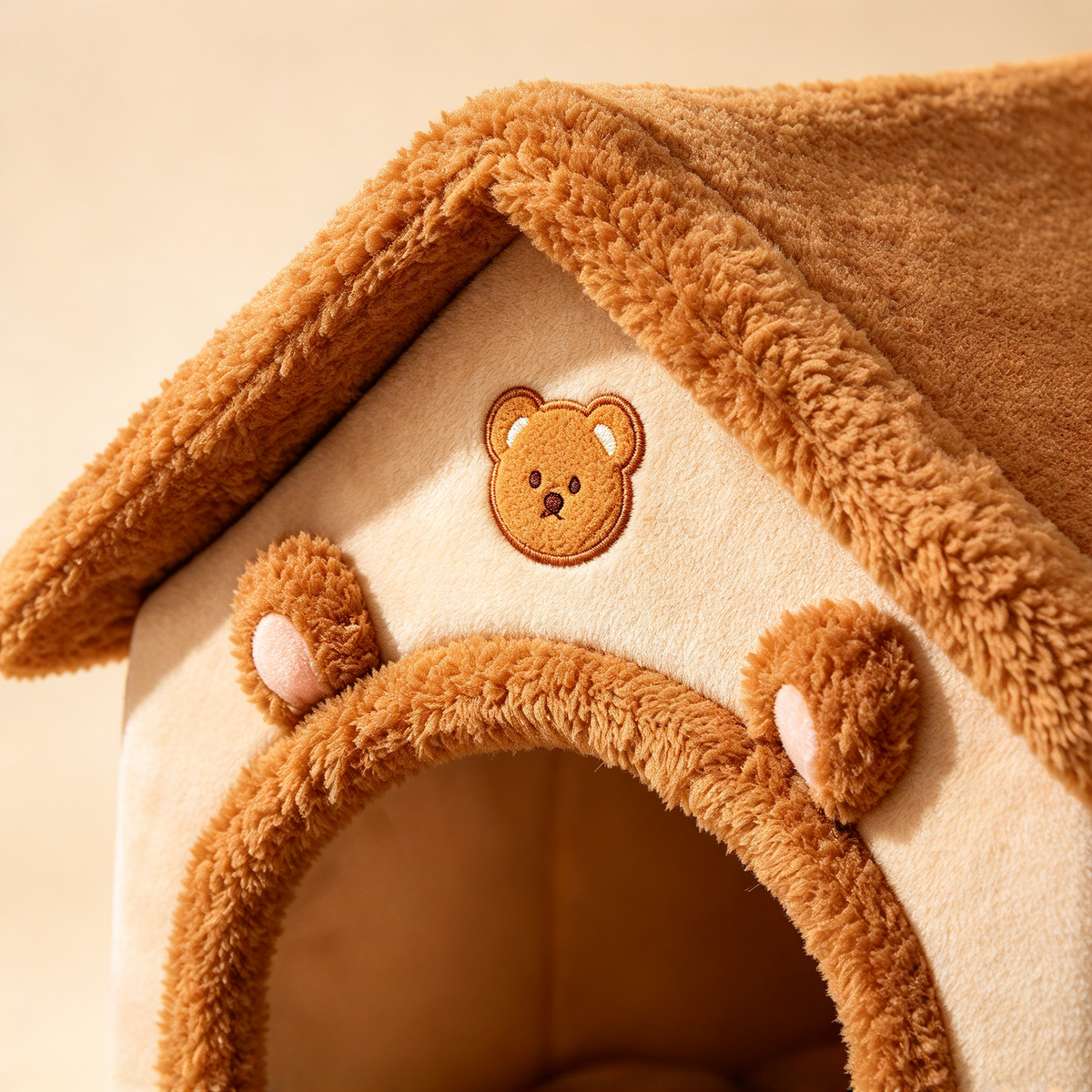🐾 Plush Pet House Bed | Cozy Bear Design | Warm &amp; Comfortable Cat Cave