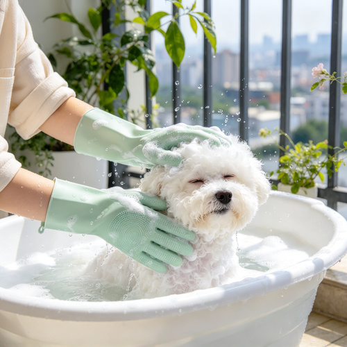 🐾 Silicone Pet Bathing Gloves | Soft Grooming Brush Gloves | Gentle Pet Cleaning &amp; Massage