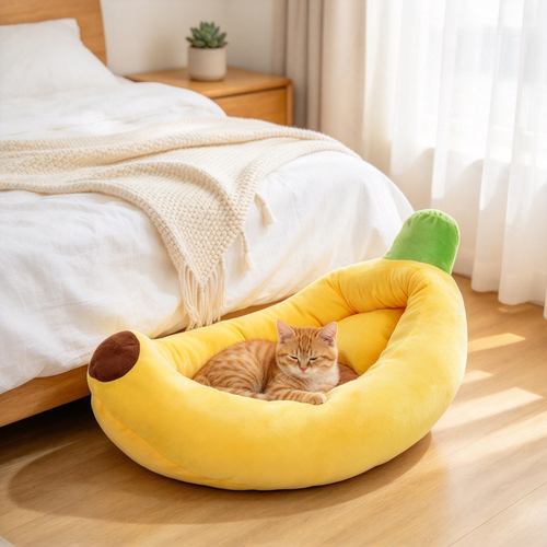 🍌 Banana Pet Bed | Cute Plush Banana-Shaped Cat &amp; Dog Bed | Cozy Fruit-Inspired Pet Sofa