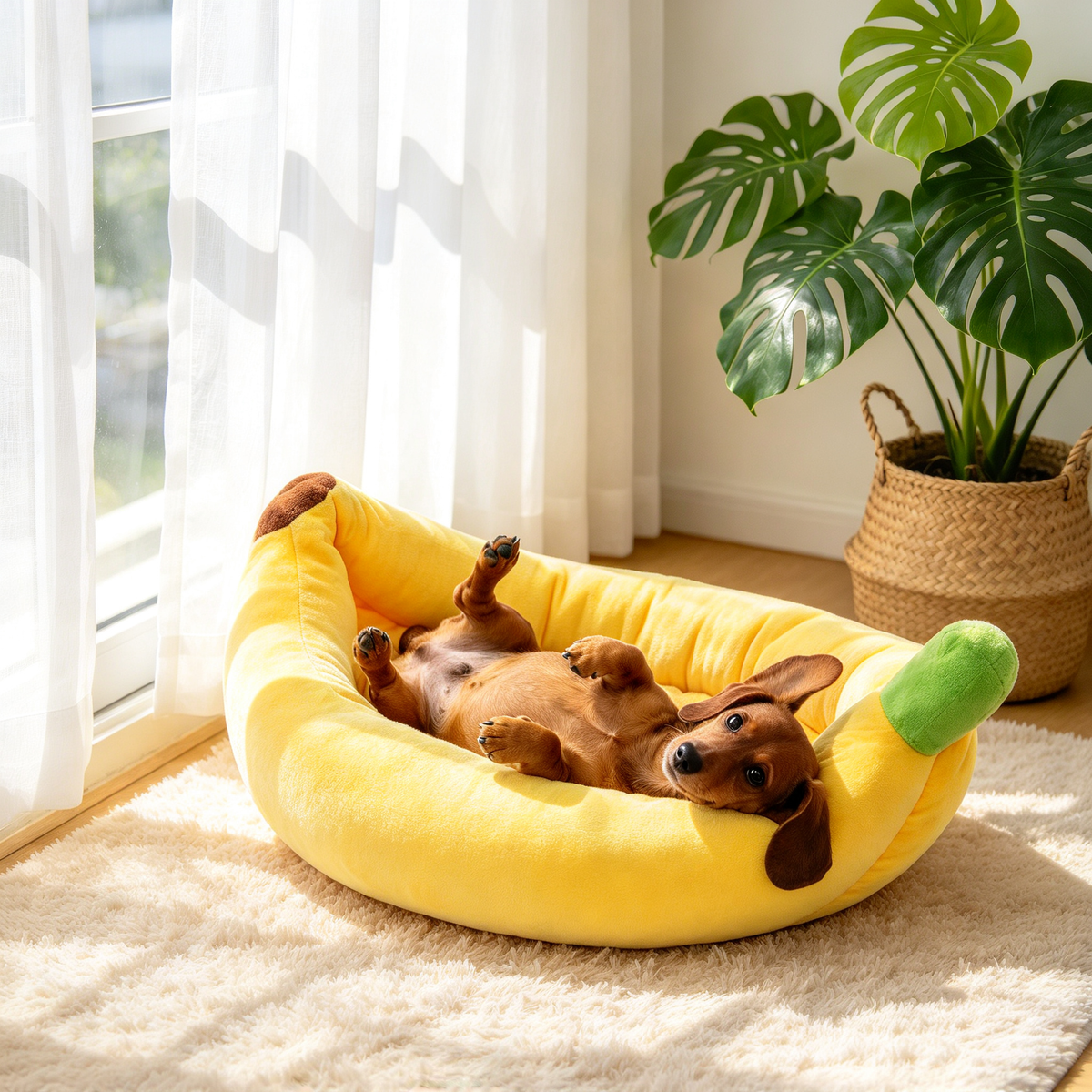 🍌 Banana Pet Bed | Cute Plush Banana-Shaped Cat &amp; Dog Bed | Cozy Fruit-Inspired Pet Sofa