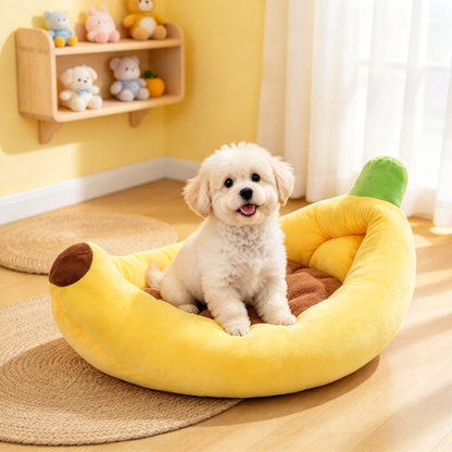 🍌 Banana Pet Bed | Cute Plush Banana-Shaped Cat &amp; Dog Bed | Cozy Fruit-Inspired Pet Sofa