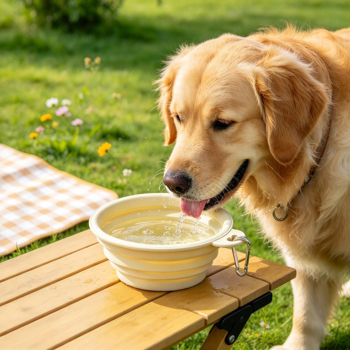💛 Collapsible Pet Travel Bowl | Cream Yellow Portable Feeding Bowl | Foldable Water &amp; Food Bowl for Cats &amp; Dogs