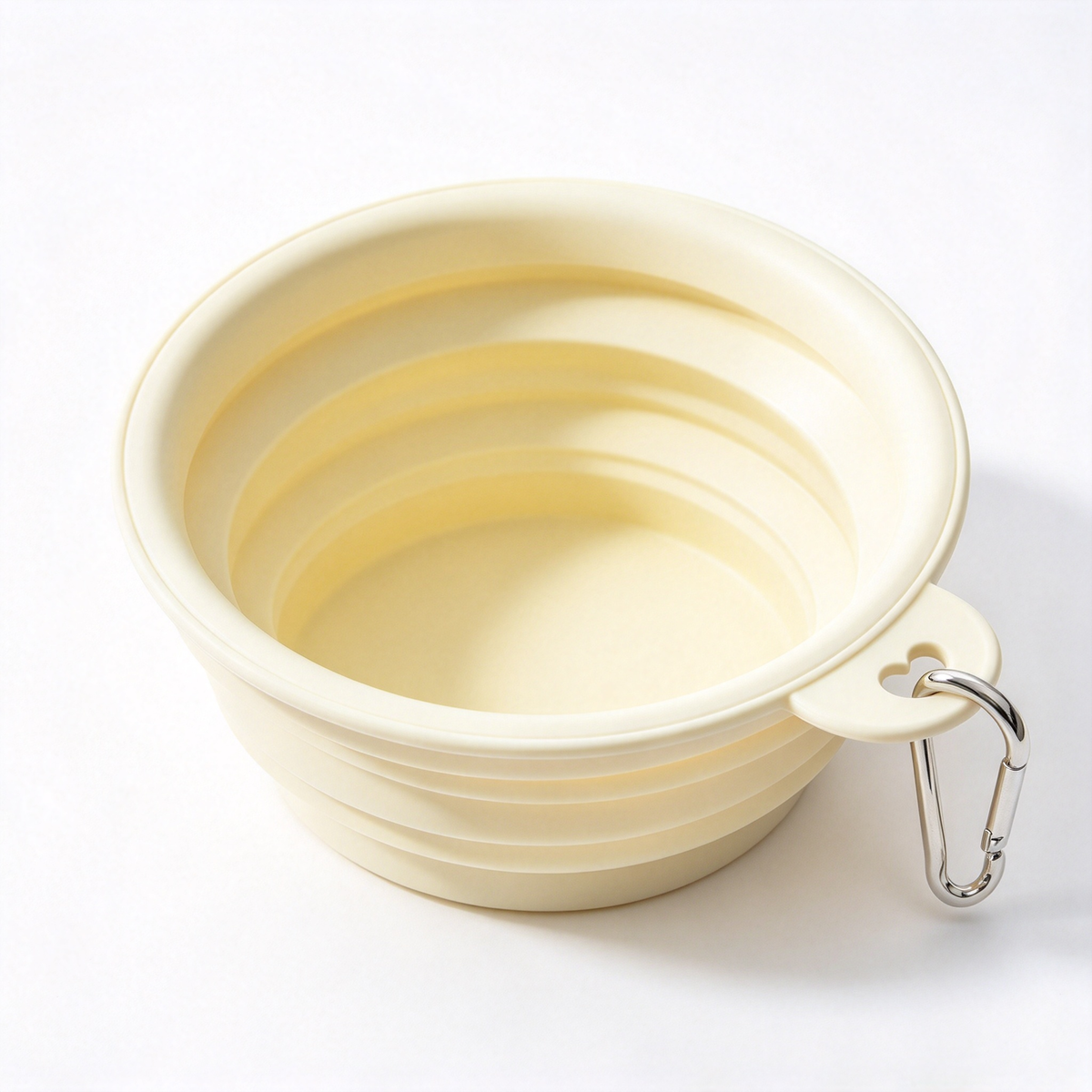 💛 Collapsible Pet Travel Bowl | Cream Yellow Portable Feeding Bowl | Foldable Water &amp; Food Bowl for Cats &amp; Dogs