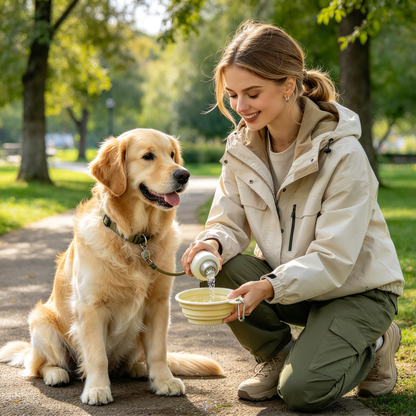 💛 Collapsible Pet Travel Bowl | Cream Yellow Portable Feeding Bowl | Foldable Water &amp; Food Bowl for Cats &amp; Dogs