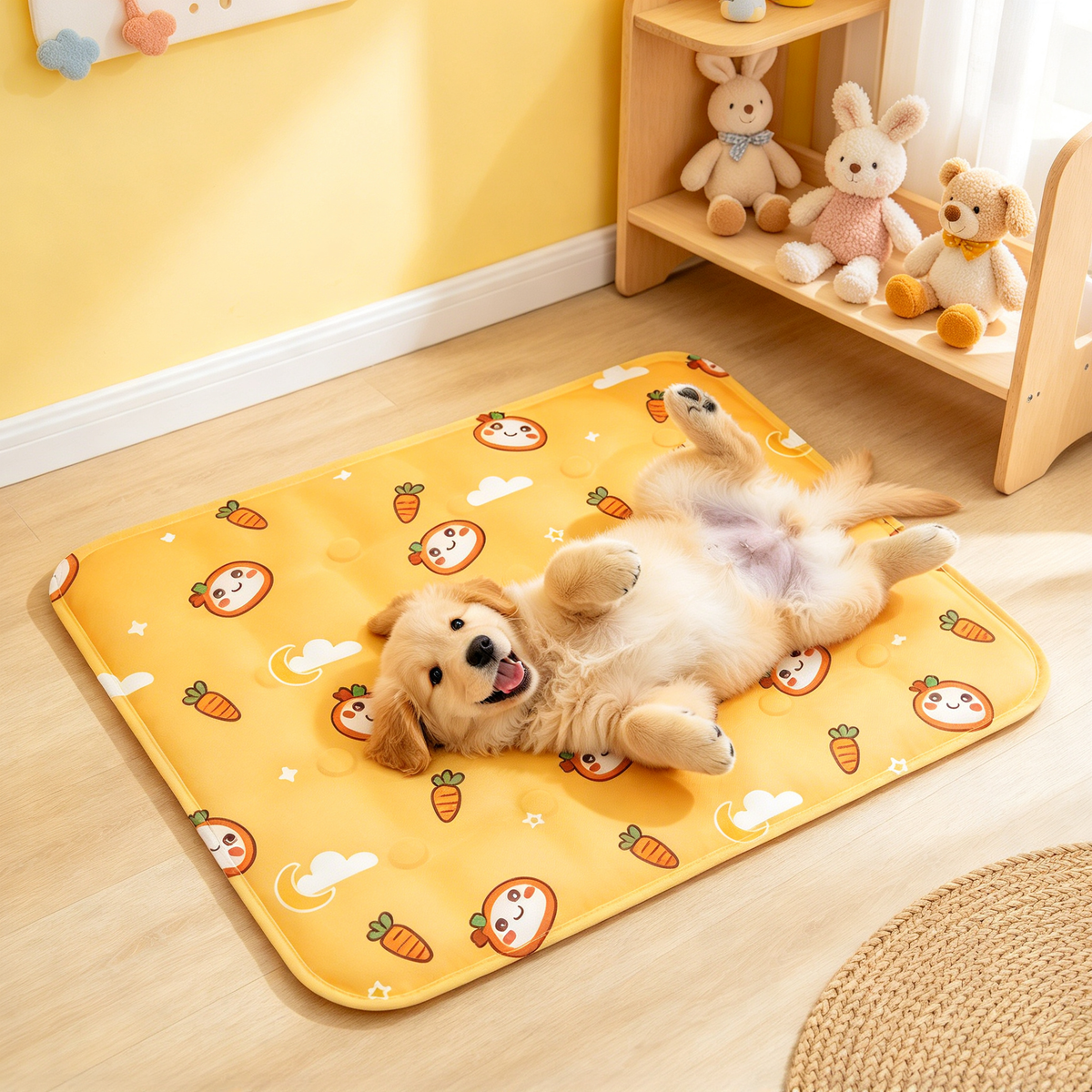 🥕 Carrot Bunny Pet Cooling Mat | Cute Orange Summer Cooling Pad for Dogs & Cats | Soft Pet Resting Mat